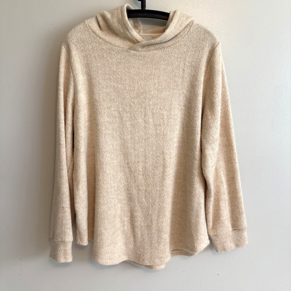 Loft Womens Pullover Hooded Sweater Size XL Long Sleeve Relaxed Fit Ribbed
